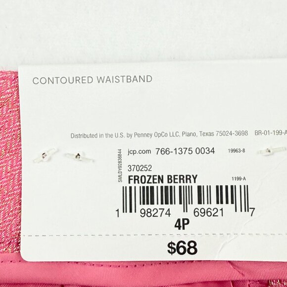Liz Claiborne Womens Frozen Berry Metallic Contoured Waistband Trouser Sz 4P NWT - Picture 7 of 12